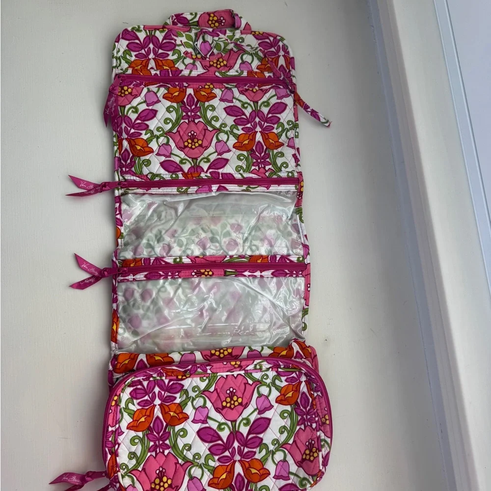 Vera Bradley Floral Pink and Green Women's Cosmetics Case - Picture 2 of 6